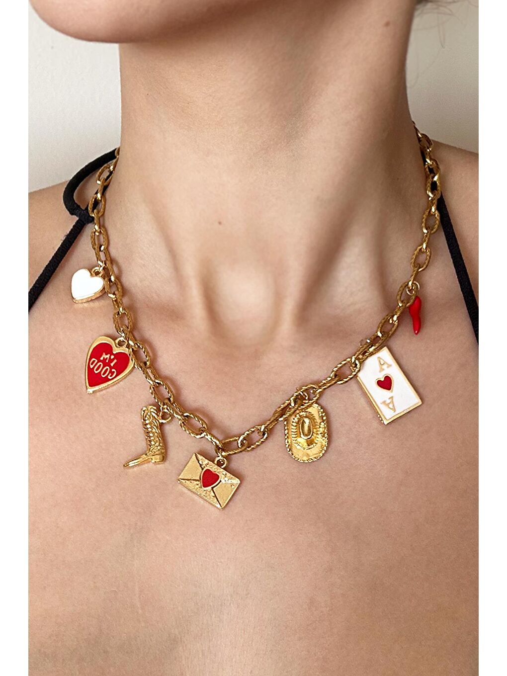 New Obsessions Sarı Arizona Cowboy love Charm Sallantılı Kolye