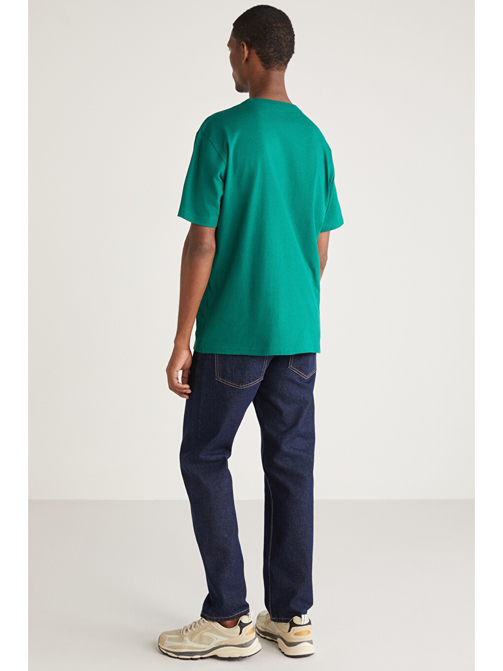 Yeşil ASTONS Erkek Relaxed %100 Organik Pamuk Kalın Süprem Dokuma YEŞİL T-Shirt-4