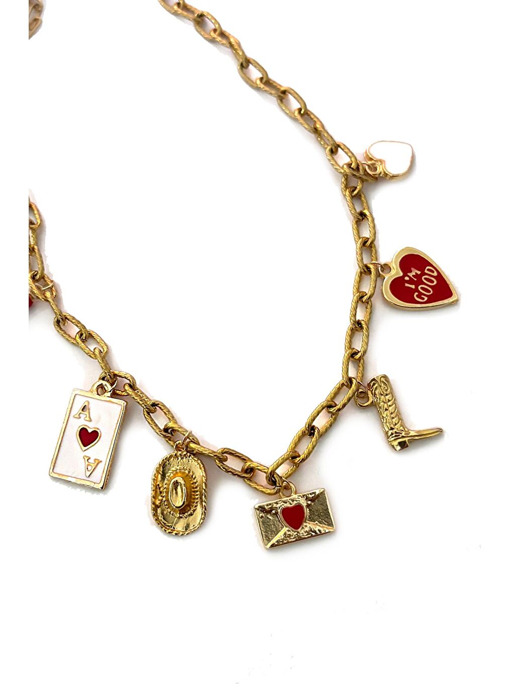 New Obsessions Sarı Arizona Cowboy love Charm Sallantılı Kolye - 5