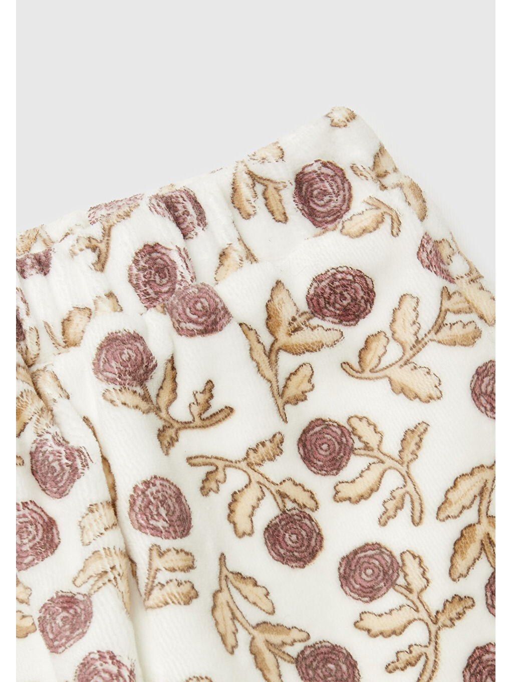 Bebek Ekru Tamamı Desenli Fırfır Detaylı Çıtçıtlı Üst ve Alt Eşofman Takım-2