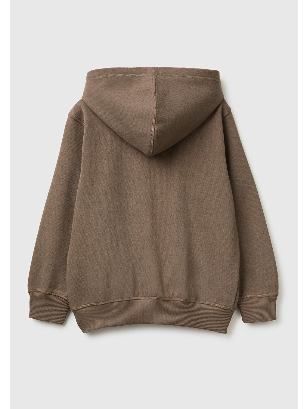 Erkek Çocuk Haki Kahve Önü Logo Baskılı Cepli Fermuarlı Sweatshirt-1