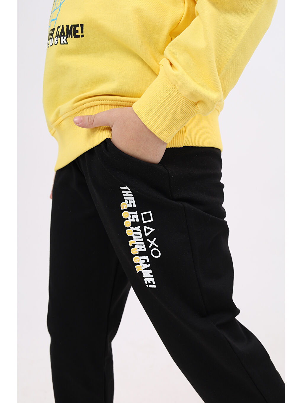 Sarı Erkek Çocuk Baskılı Eşofman Takım-2