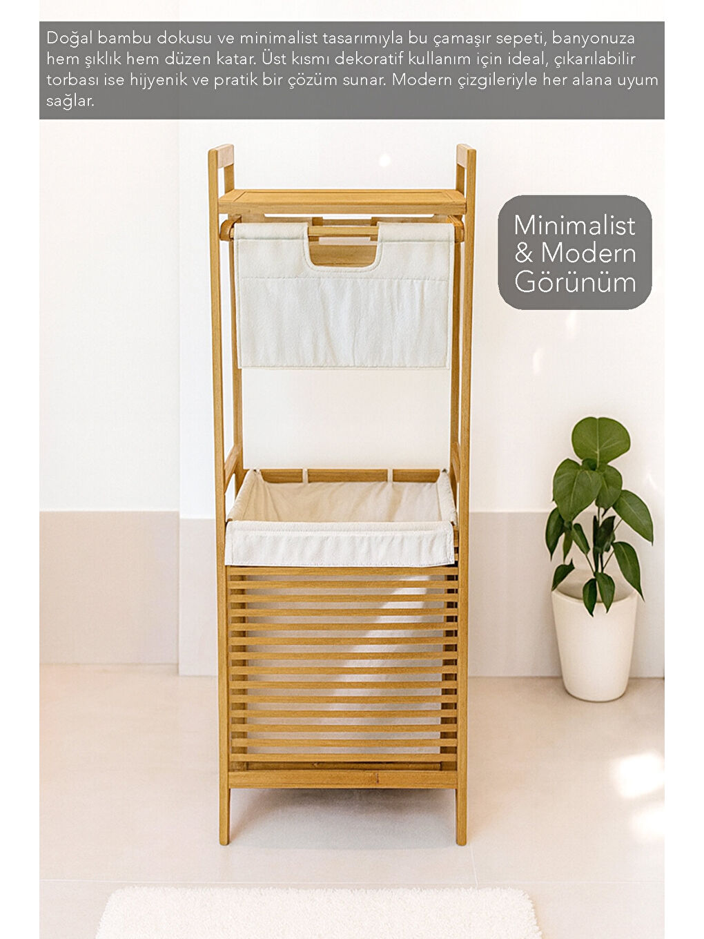 Bej Kirli Çamaşır Sepeti-1