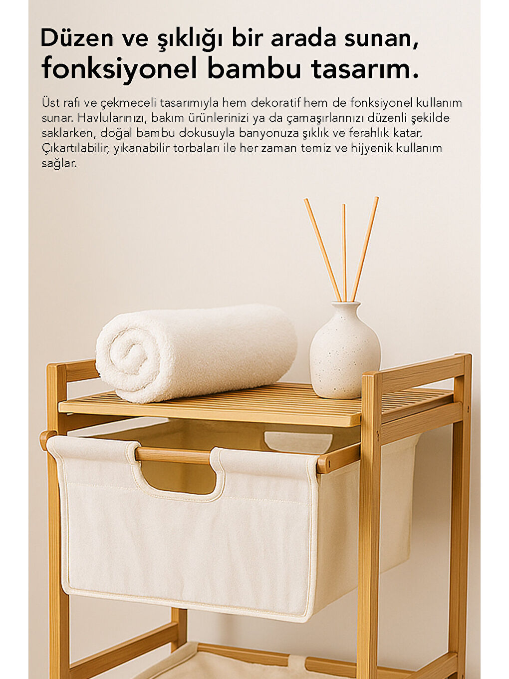 Bej Kirli Çamaşır Sepeti-2