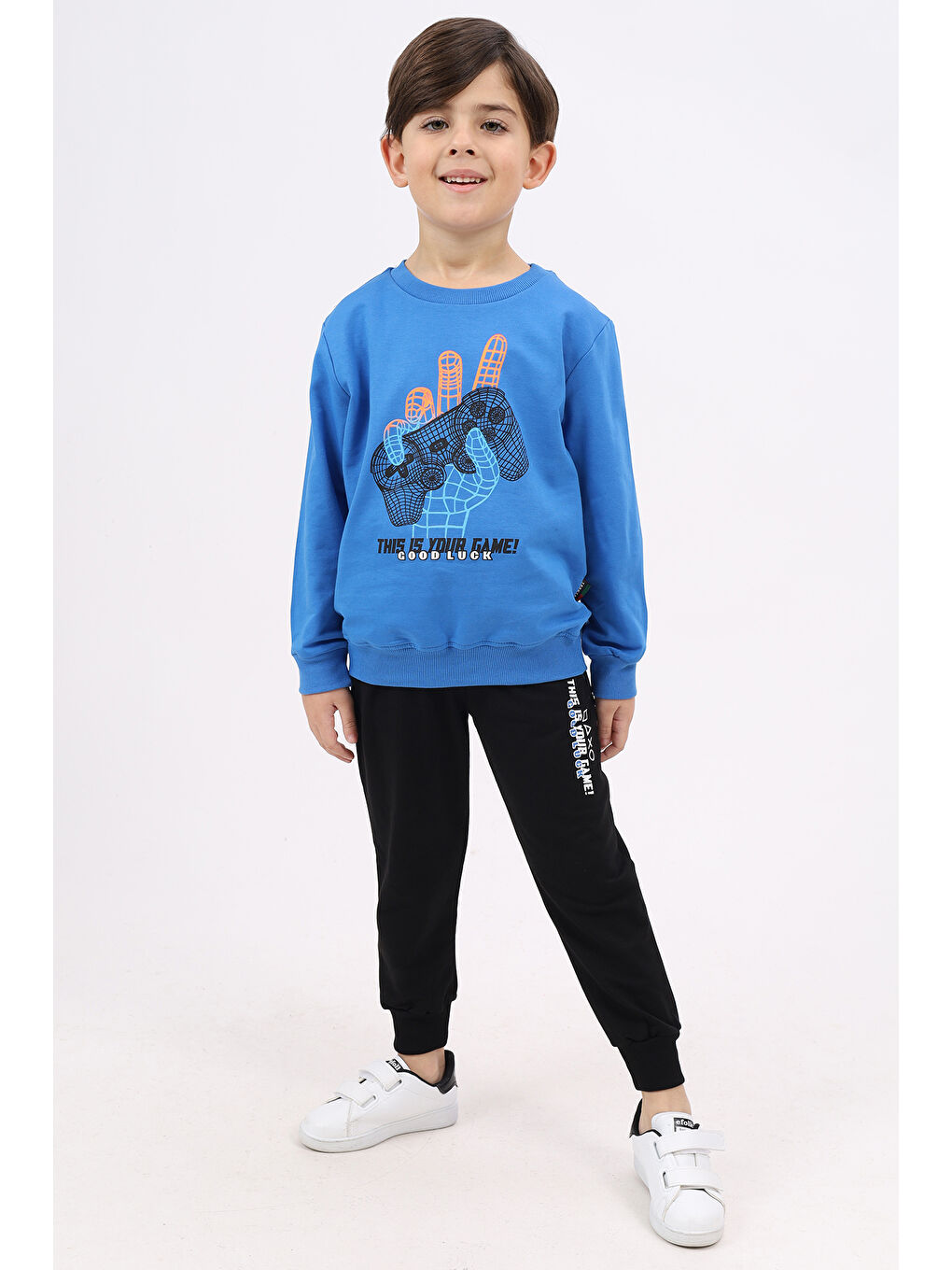 Mavi Erkek Çocuk Baskılı Eşofman Takım