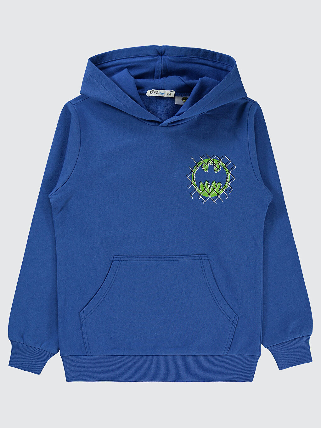 Batman Kapüşonlu Erkek Çocuk Sweatshirt 6 9 Yaş Saks Mavisi