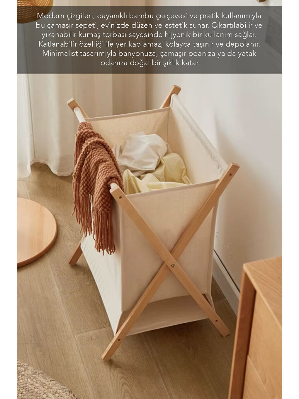 Bej Kirli Çamaşır Sepeti 40 l-1