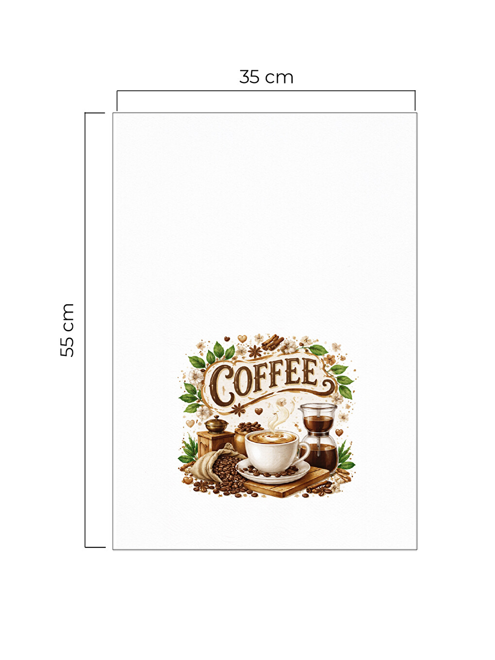 ROASTERY Coffee Temalı Beyaz Dekoratif Mutfak Havlusu&Kurulma Bezi 35x55-2