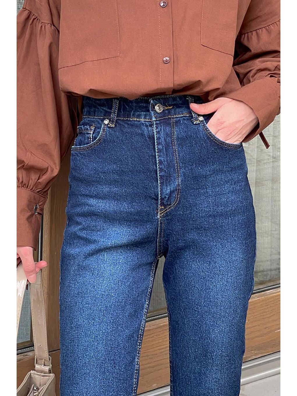 Kesik Paça Fit Jean Koyu Mavi-1