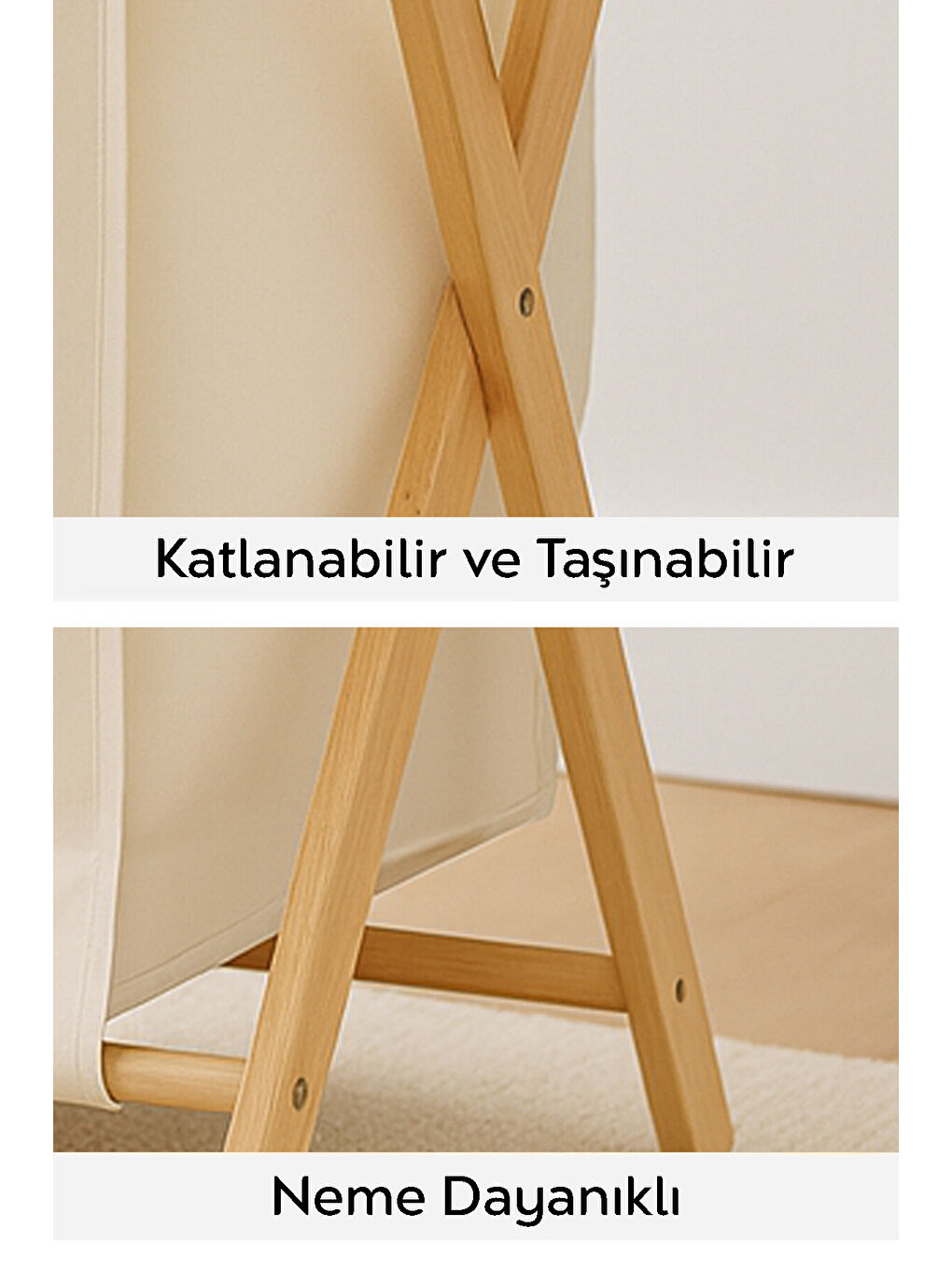 Bej Kirli Çamaşır Sepeti 40 l-2