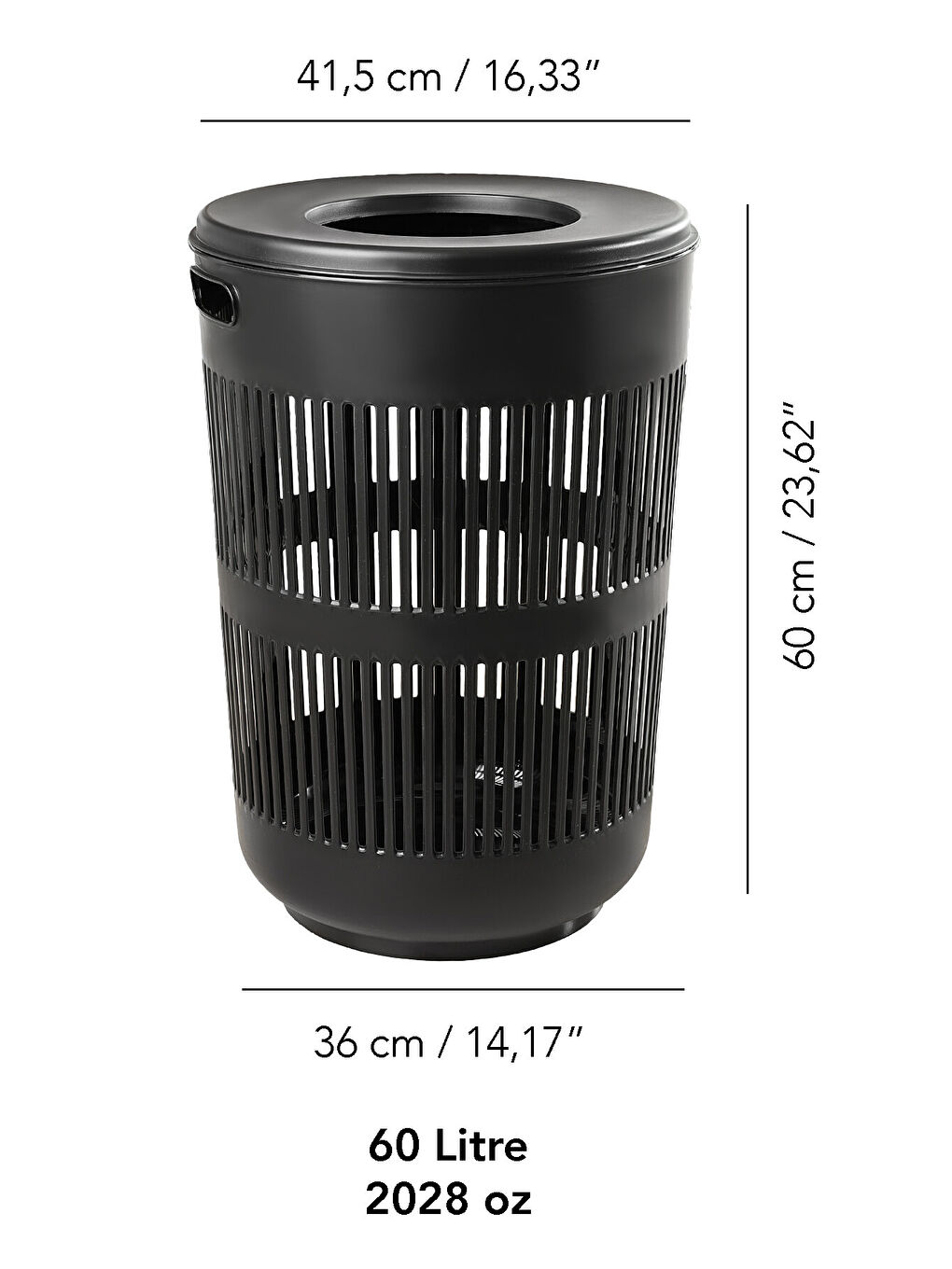 Siyah Kapaklı Kirli Çamaşır Sepeti 60 l-4