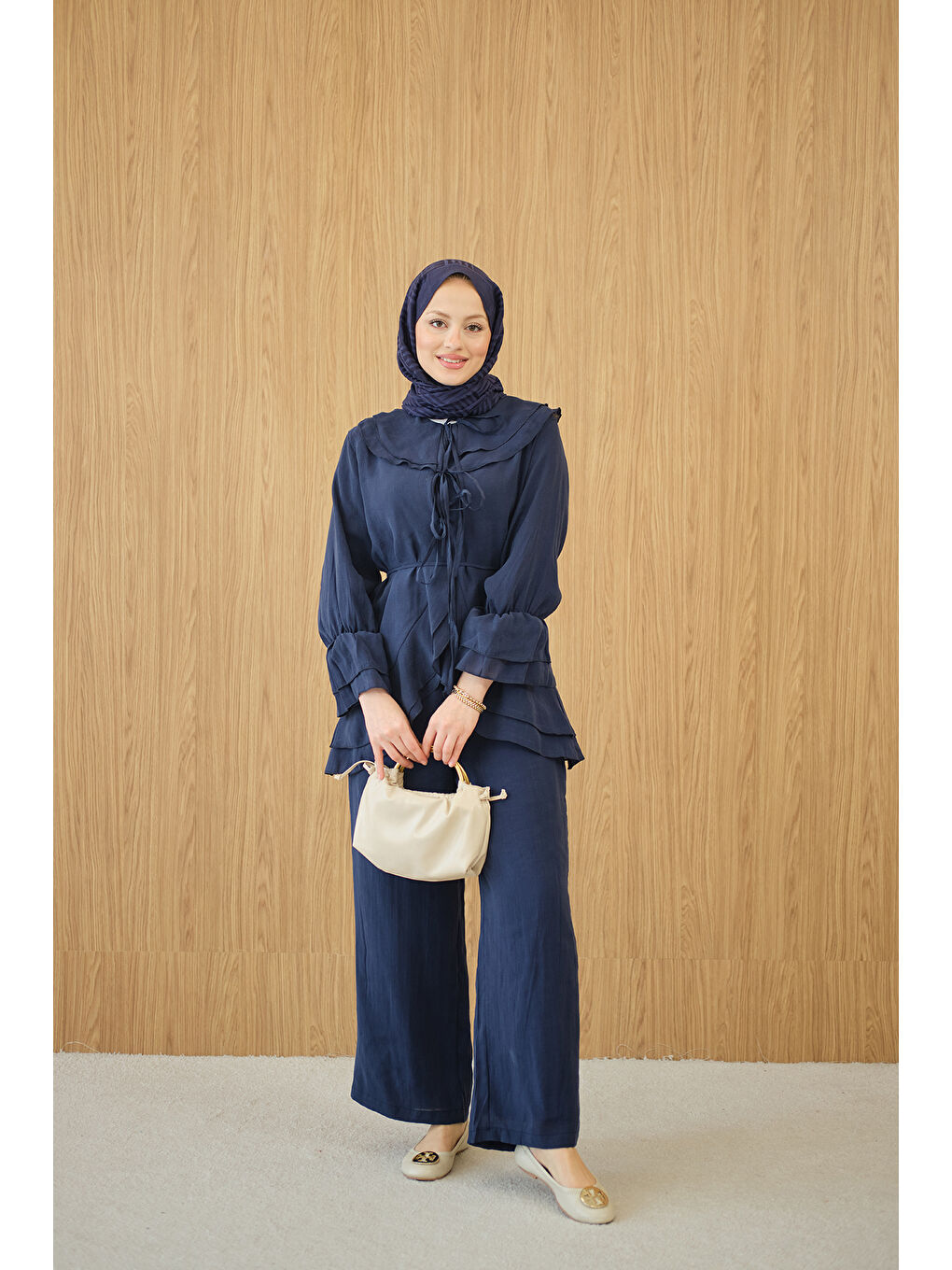 Kadın Bel Bağlamalı Takım Lacivert