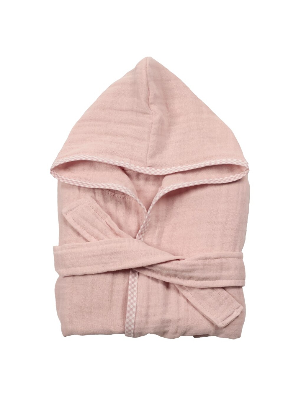 Pembe Kapüşonlu Kız Erkek %100 Pamuklu Bornoz Müslin Renk Seçenekli-3