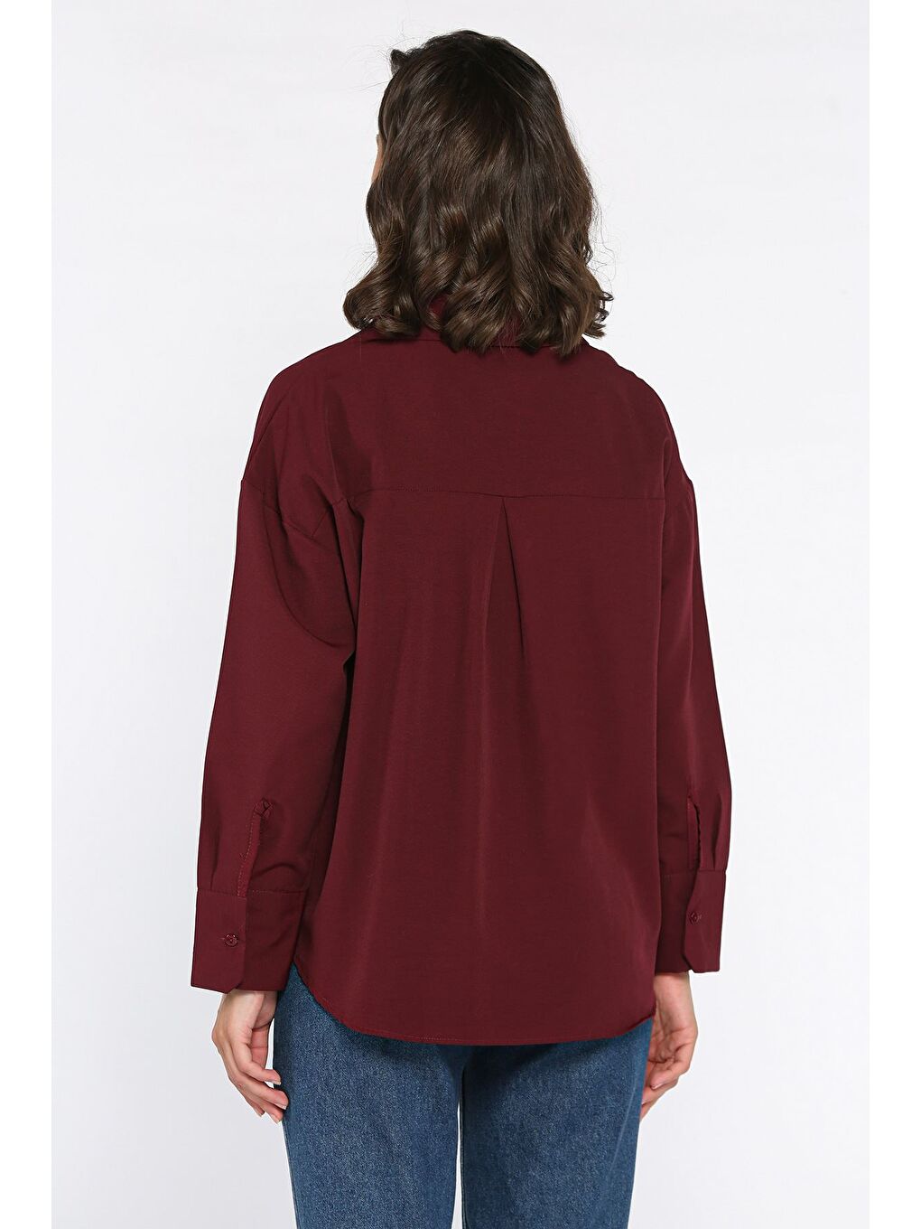 Bordo Cepli Kadın Salaş Gömlek-2