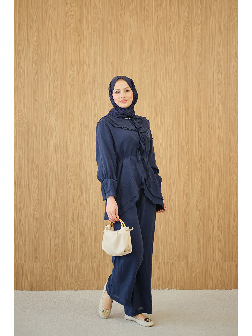 Kadın Bel Bağlamalı Takım Lacivert-1