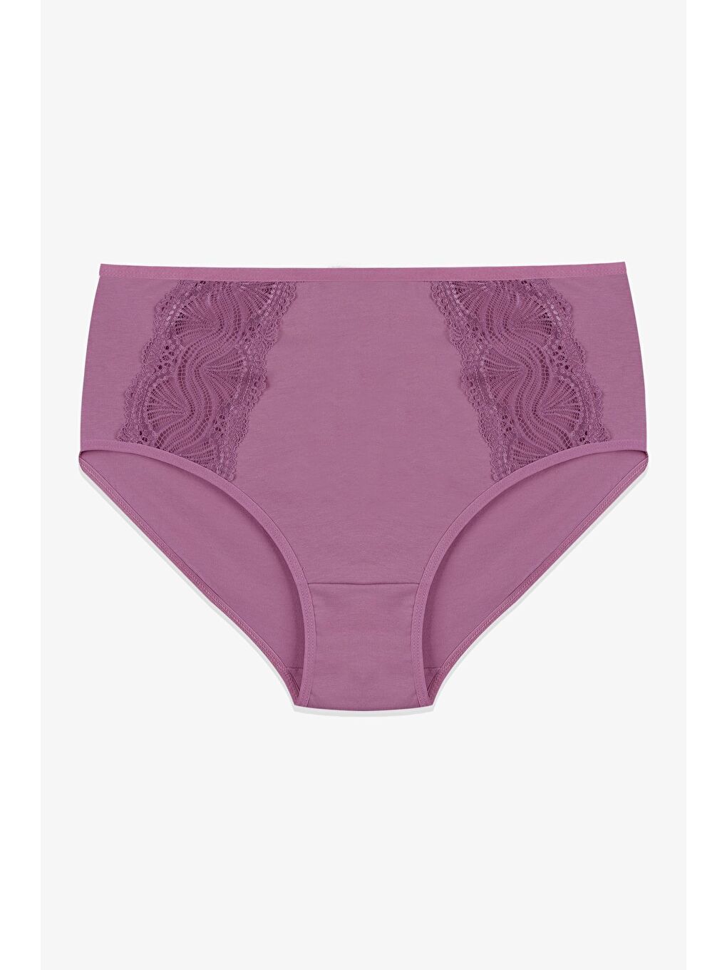 Lila Kadın 3'lü Pamuklu Yan Dantelli Yüksek Bel Curve Külot