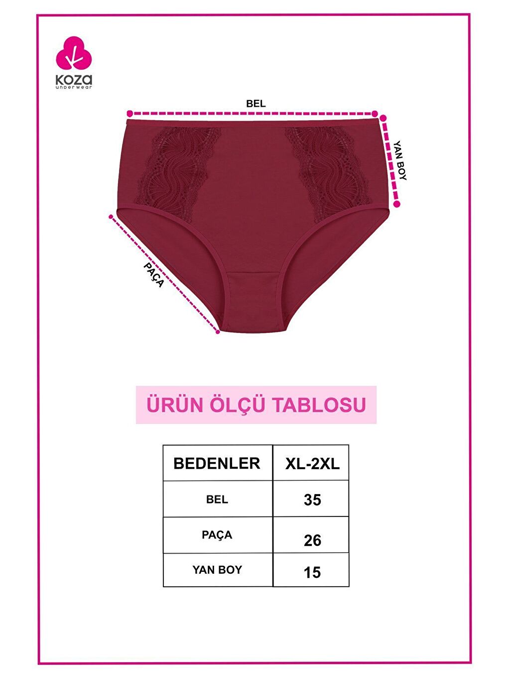 Lila Kadın 3'lü Pamuklu Yan Dantelli Yüksek Bel Curve Külot-3