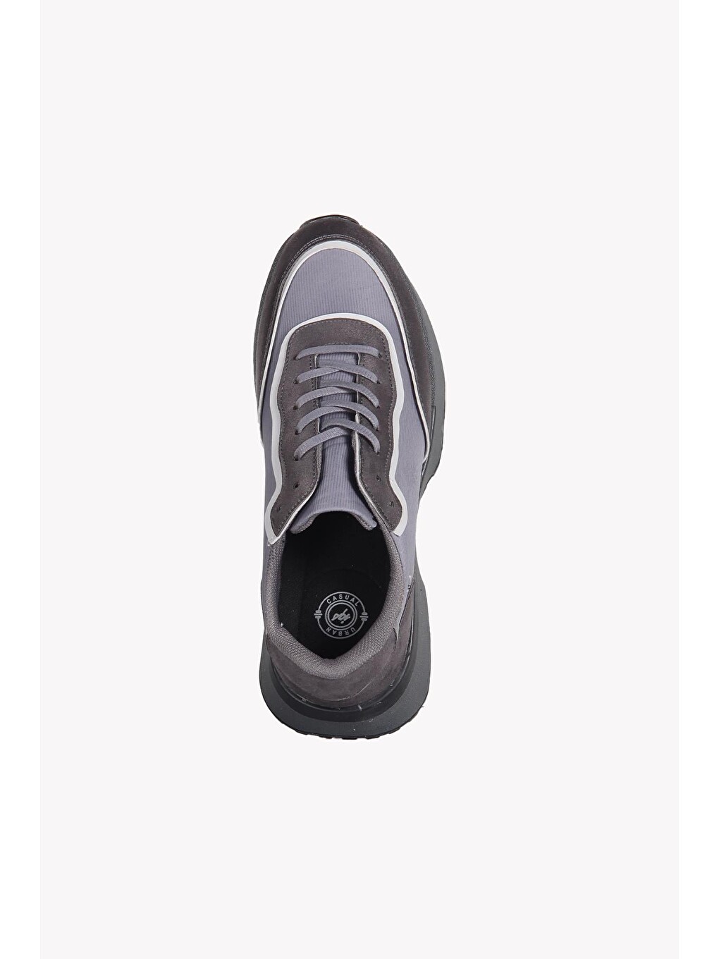 Gri Sneaker Erkek Ayakkabı Süet Detaylı Kalın Taban Günlük Model-2