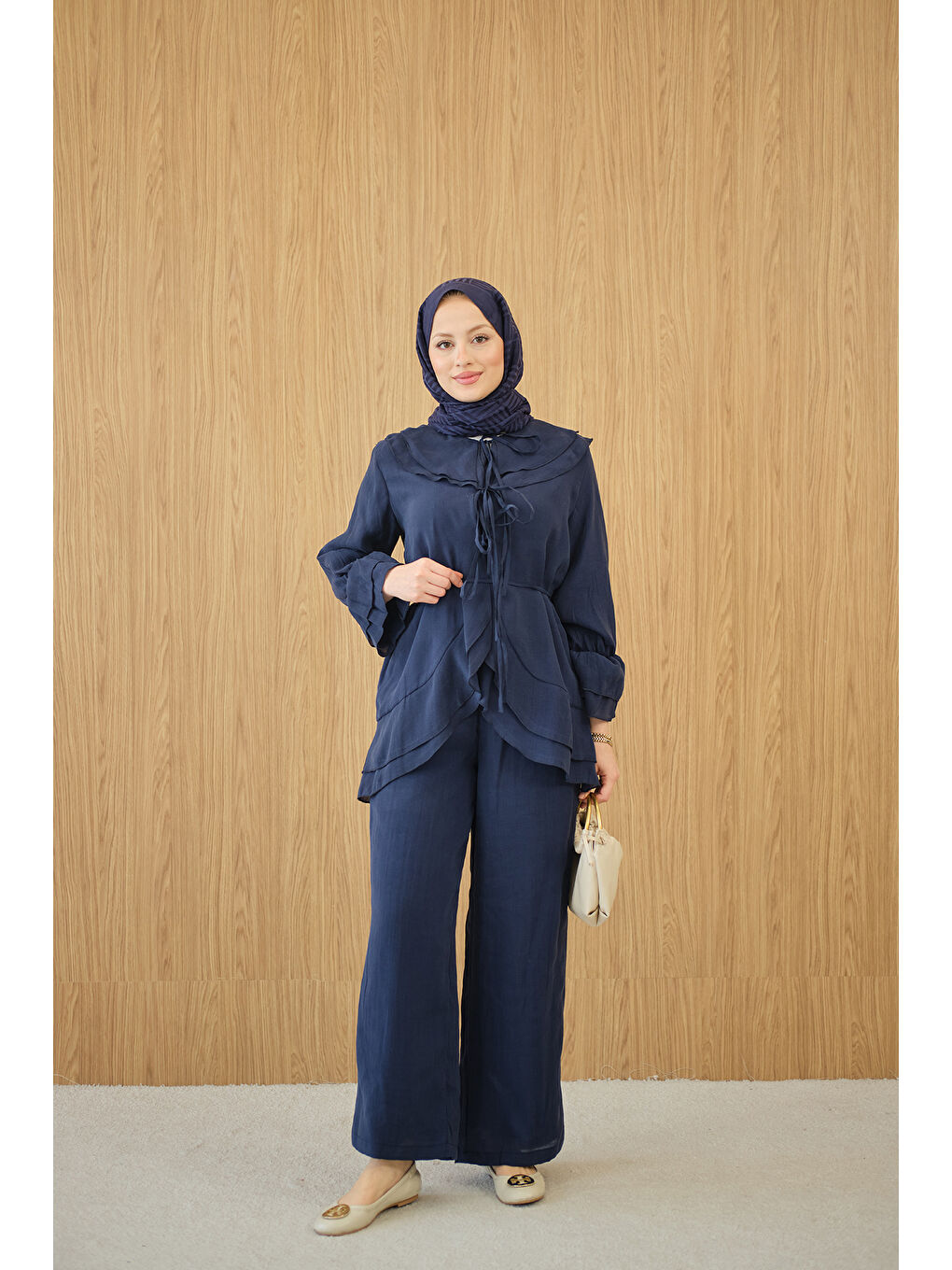 Kadın Bel Bağlamalı Takım Lacivert-2