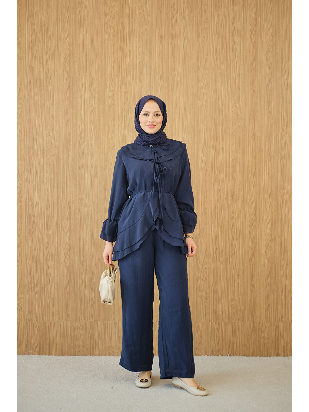 Kadın Bel Bağlamalı Takım Lacivert-3