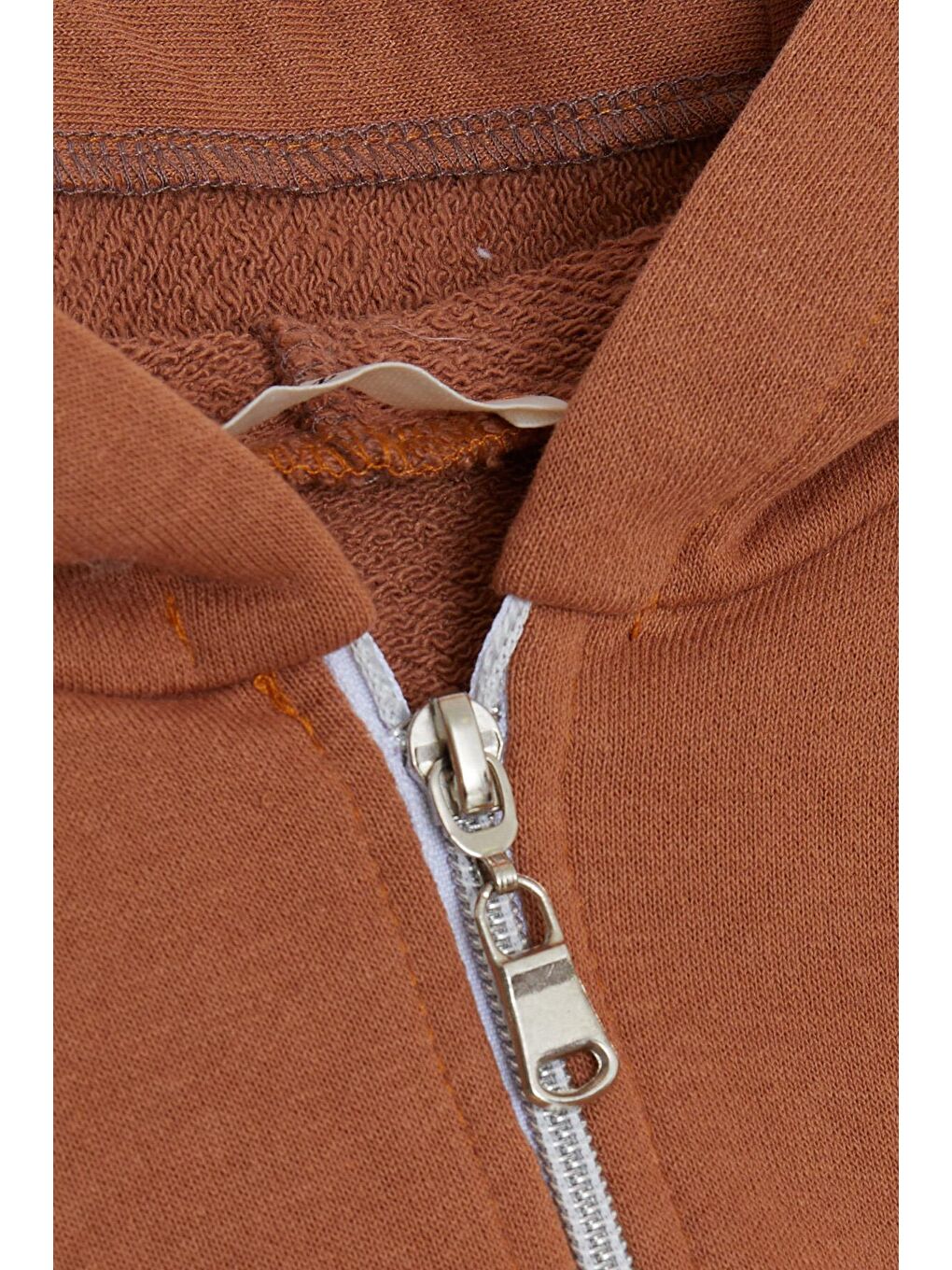 Erkek Çocuk Kapüşonlu Yelek Fermuarlı Yunus Balığı Nakışlı Kahverengi (3-4 Yaş)-2