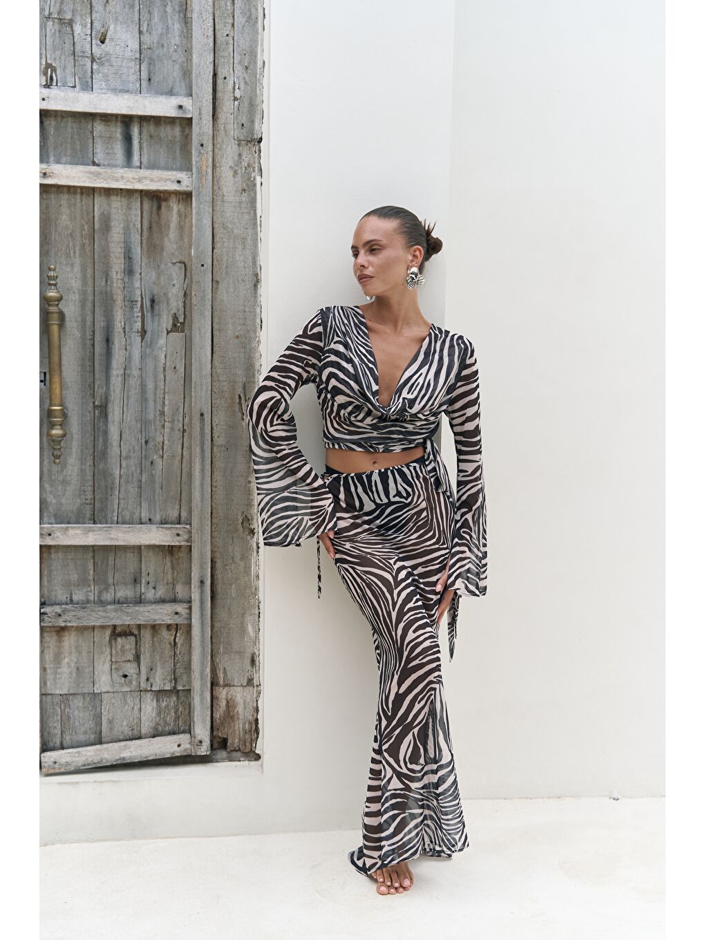 Pnaisyonist Uzun Kol Siyah Crop Etek Takım-5