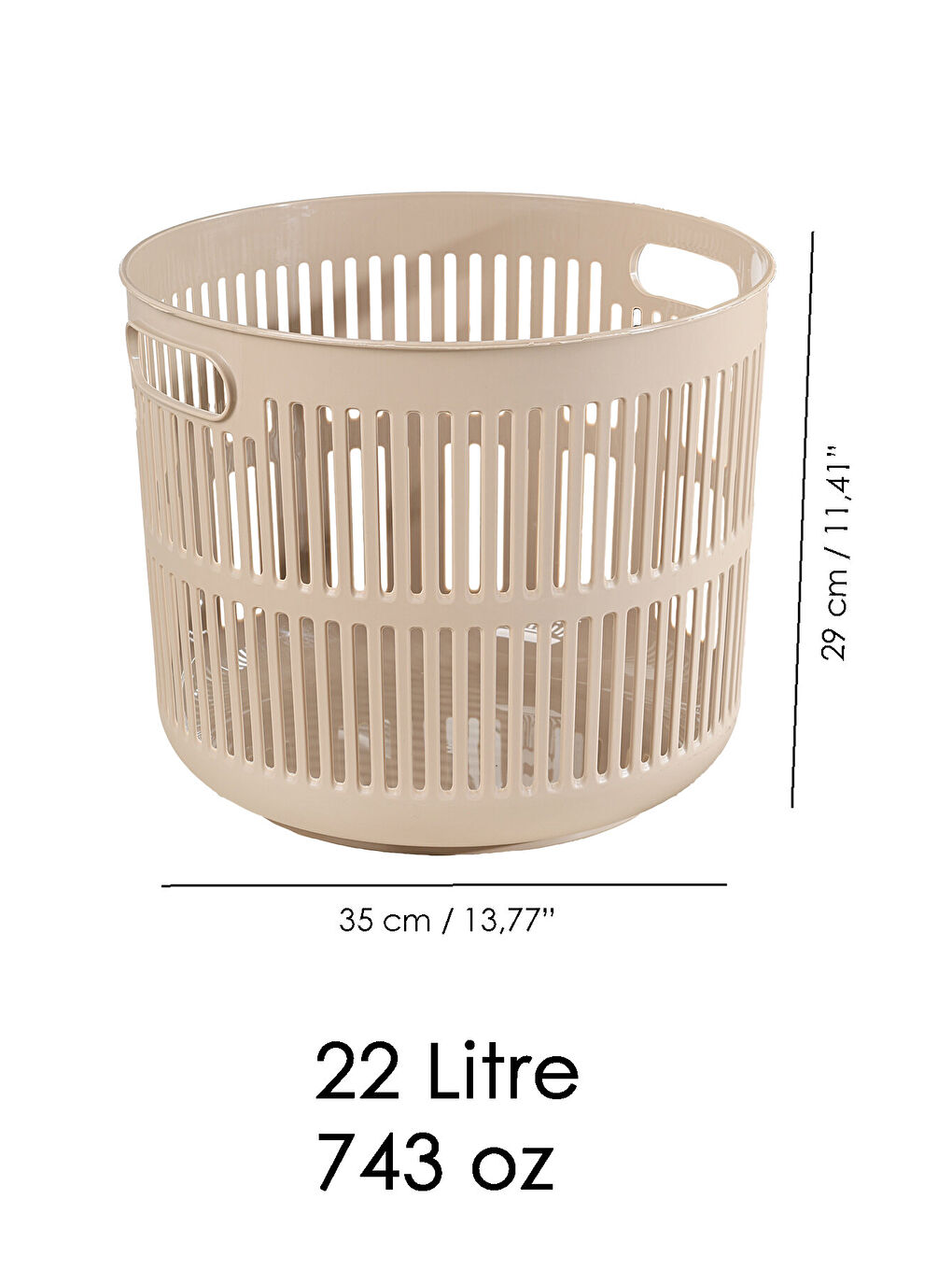 Bej Solara Yuvarlak Çamaşır Sepeti 22 l-5