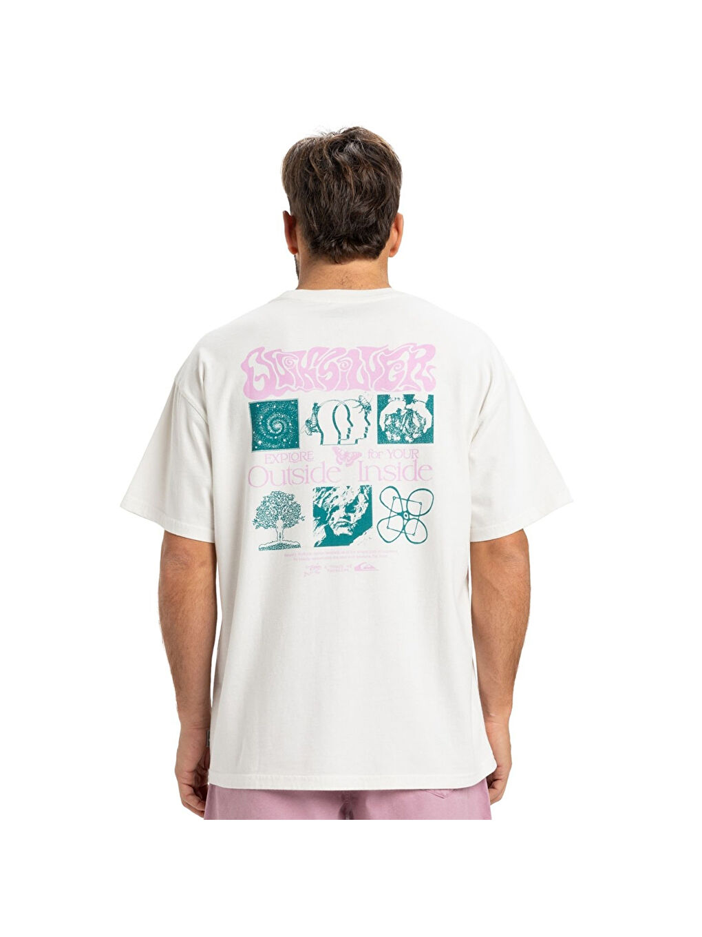 Hw Outside Inside Erkek Beyaz Yuvarlak Yaka Tişört-2