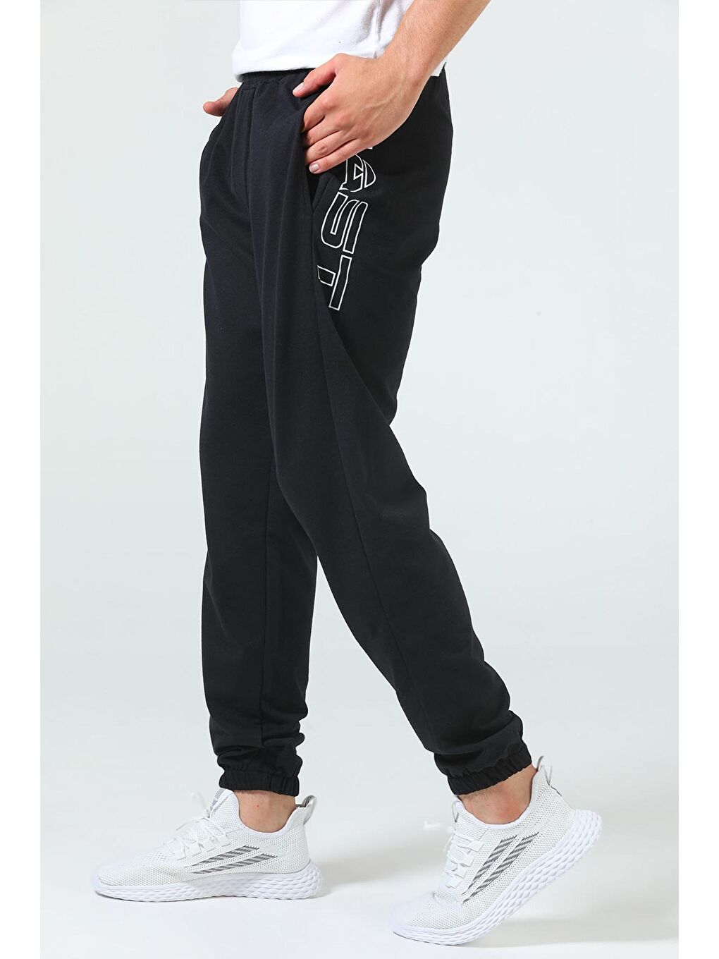 Siyah Erkek Baskılı Jogger Eşofman Altı
