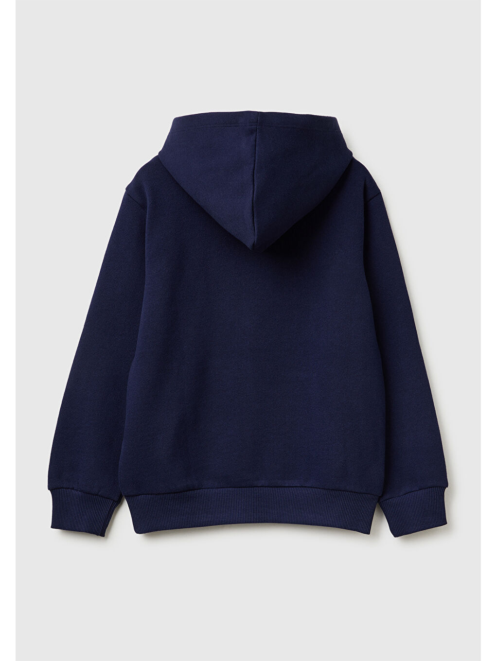 Erkek Çocuk Lacivert Önü Logo Baskılı Cepli Nervürlü Kapüşonlu Sweatshirt-1