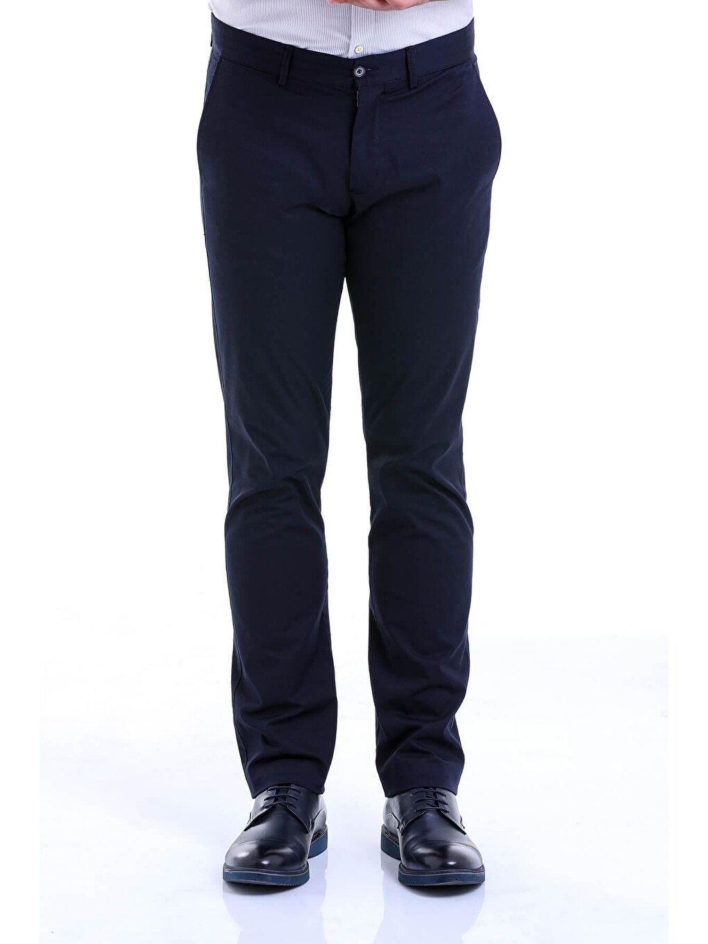 Lacivert Regular Fit Düz Pamuklu Yandan Cep Kanvas Erkek Pantolon-1