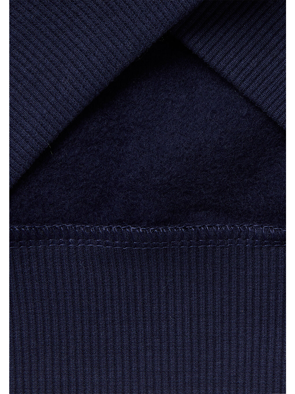 Erkek Çocuk Lacivert Önü Logo Baskılı Cepli Nervürlü Kapüşonlu Sweatshirt-2