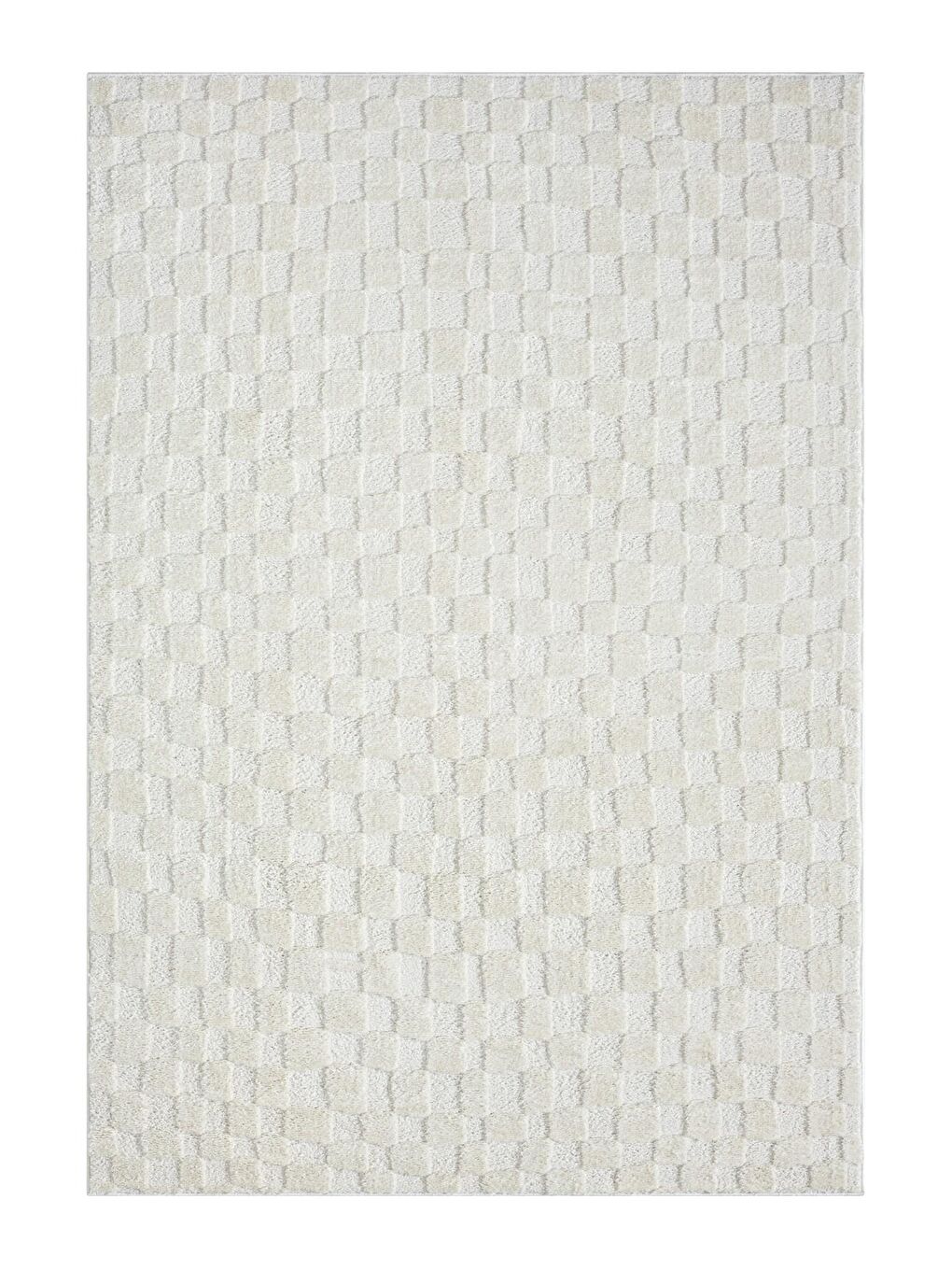 Ekru Jung 7184 Modern Dokuma Yumuşak Post Shaggy Halı-100x200 cm-4