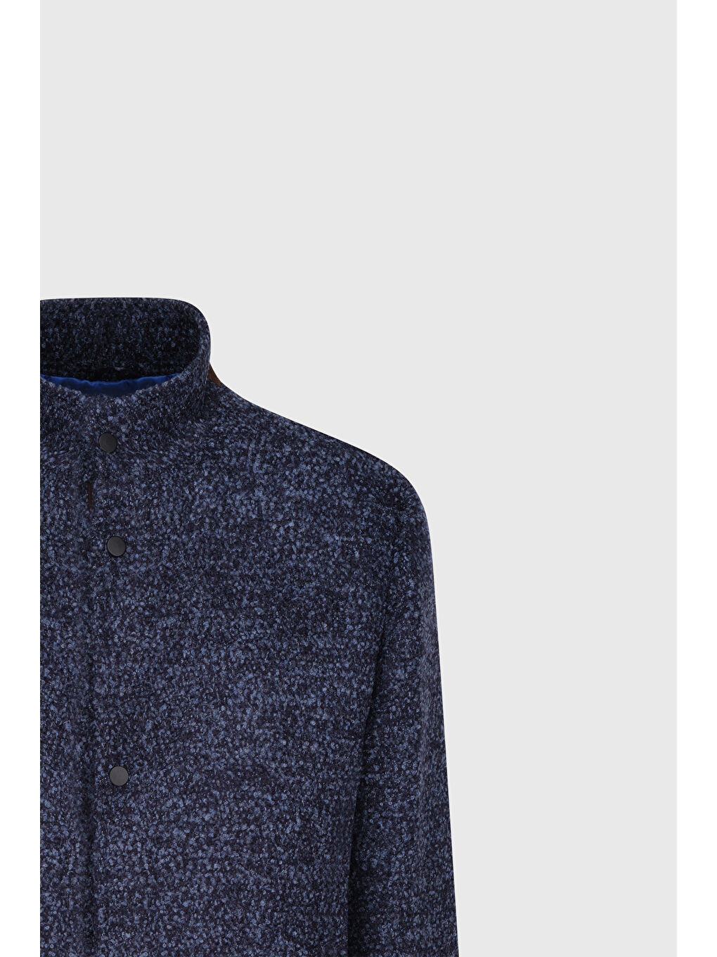 Mavi Erkek Saks Yünlü Standart Fit Normal Kesim Dik Yaka Yan Cepli Mont-7