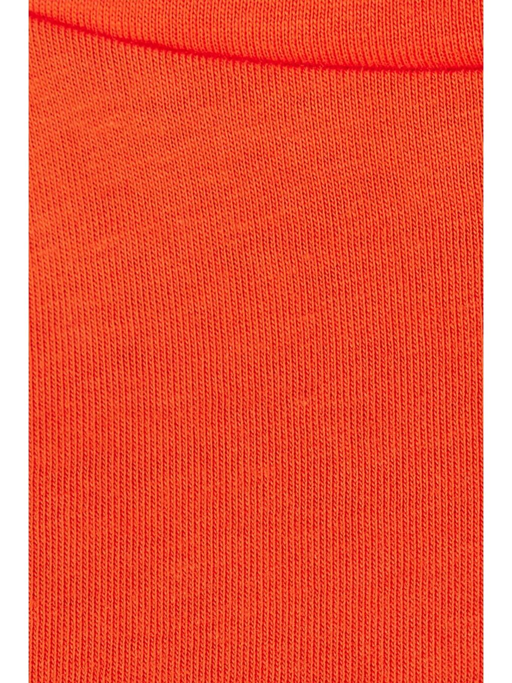 Kadın Slim Fit Dar Kesim %100 Pamuk Kısa Kollu Bisiklet Yaka Turuncu Tişört-5