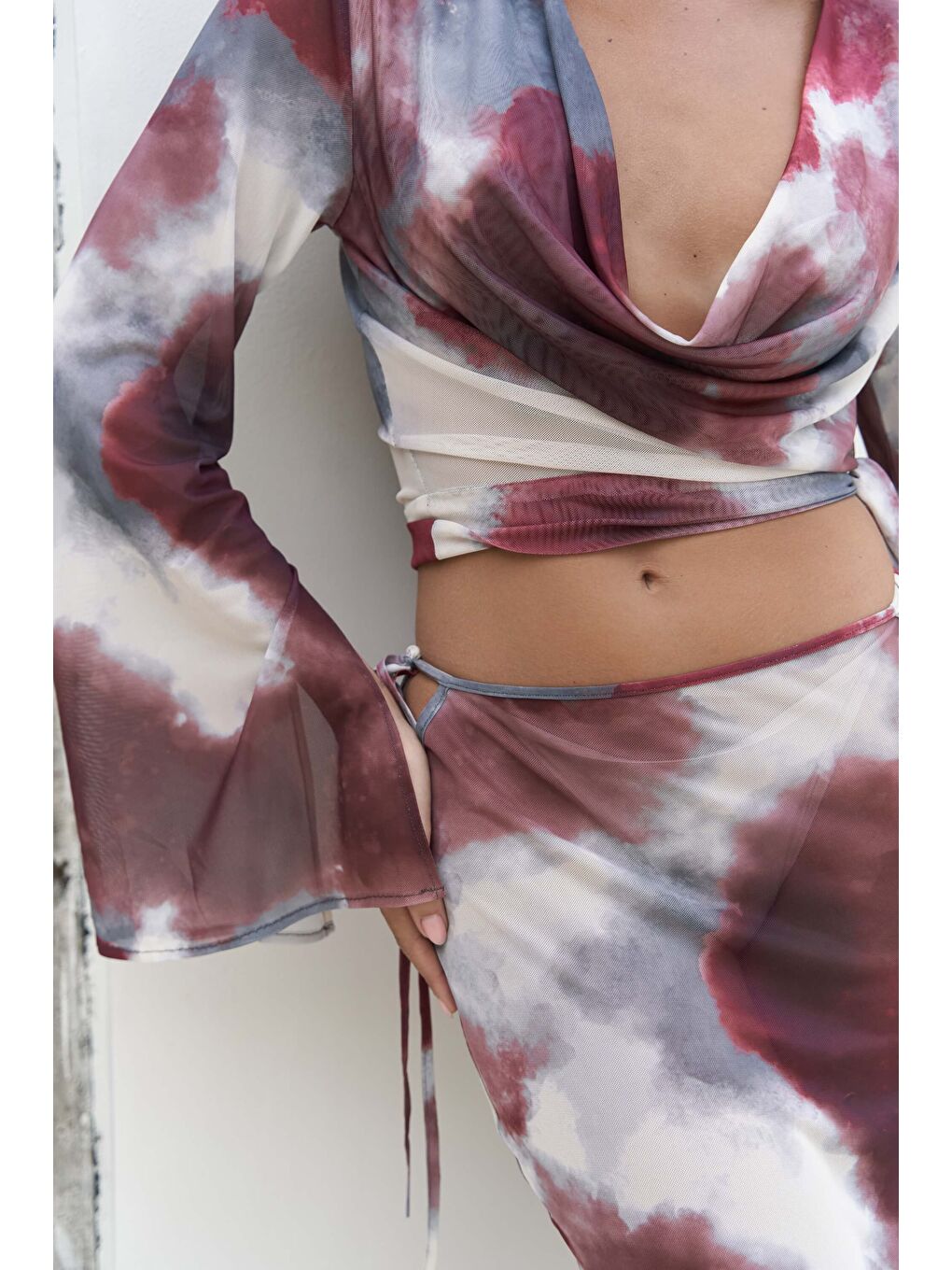 Pnaisyonist Uzun Kol Bordo Crop Etek Takım-5