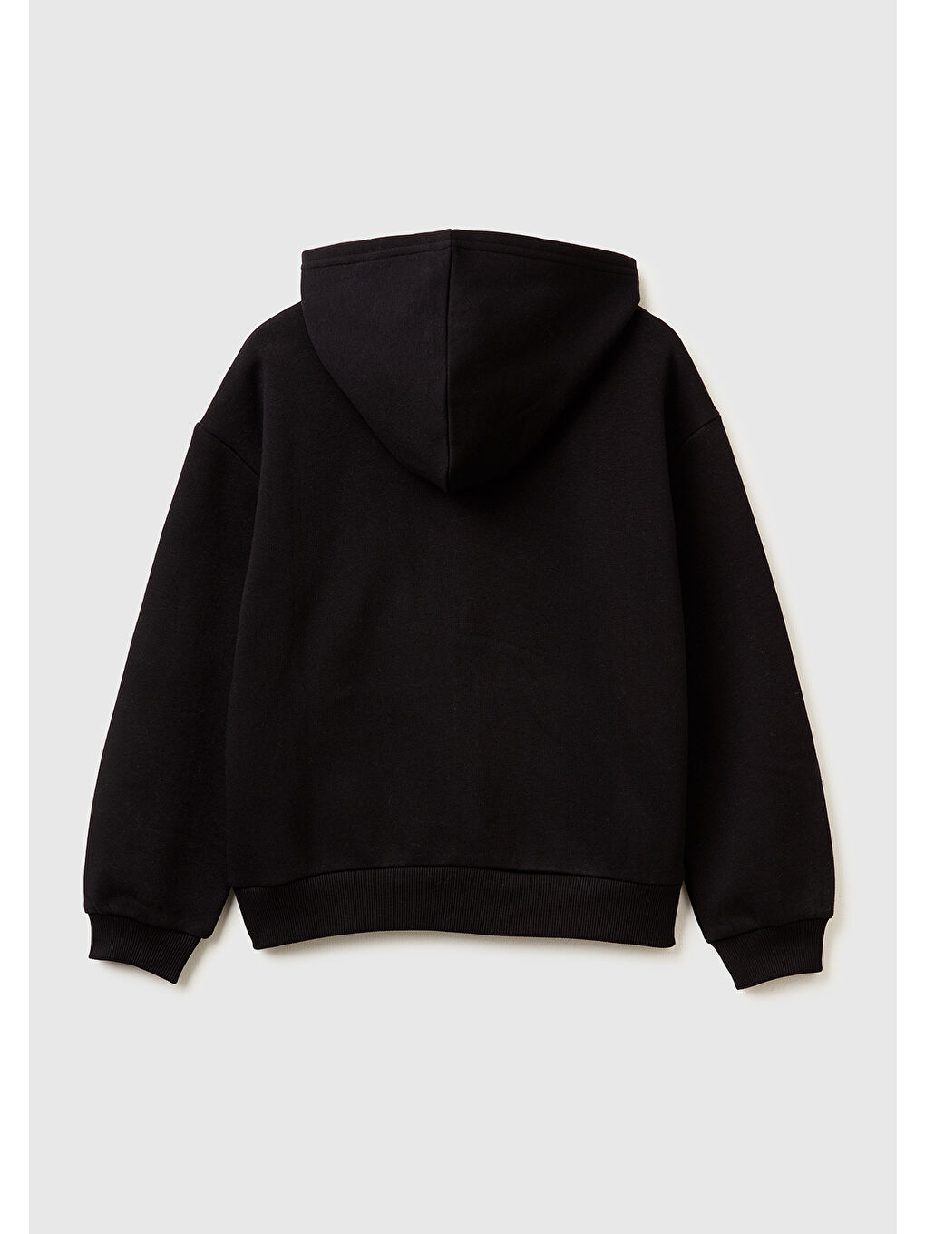 Kız Çocuk Siyah Önü Payetli Logolu Cepli Kapüşonlu Sweatshirt-1