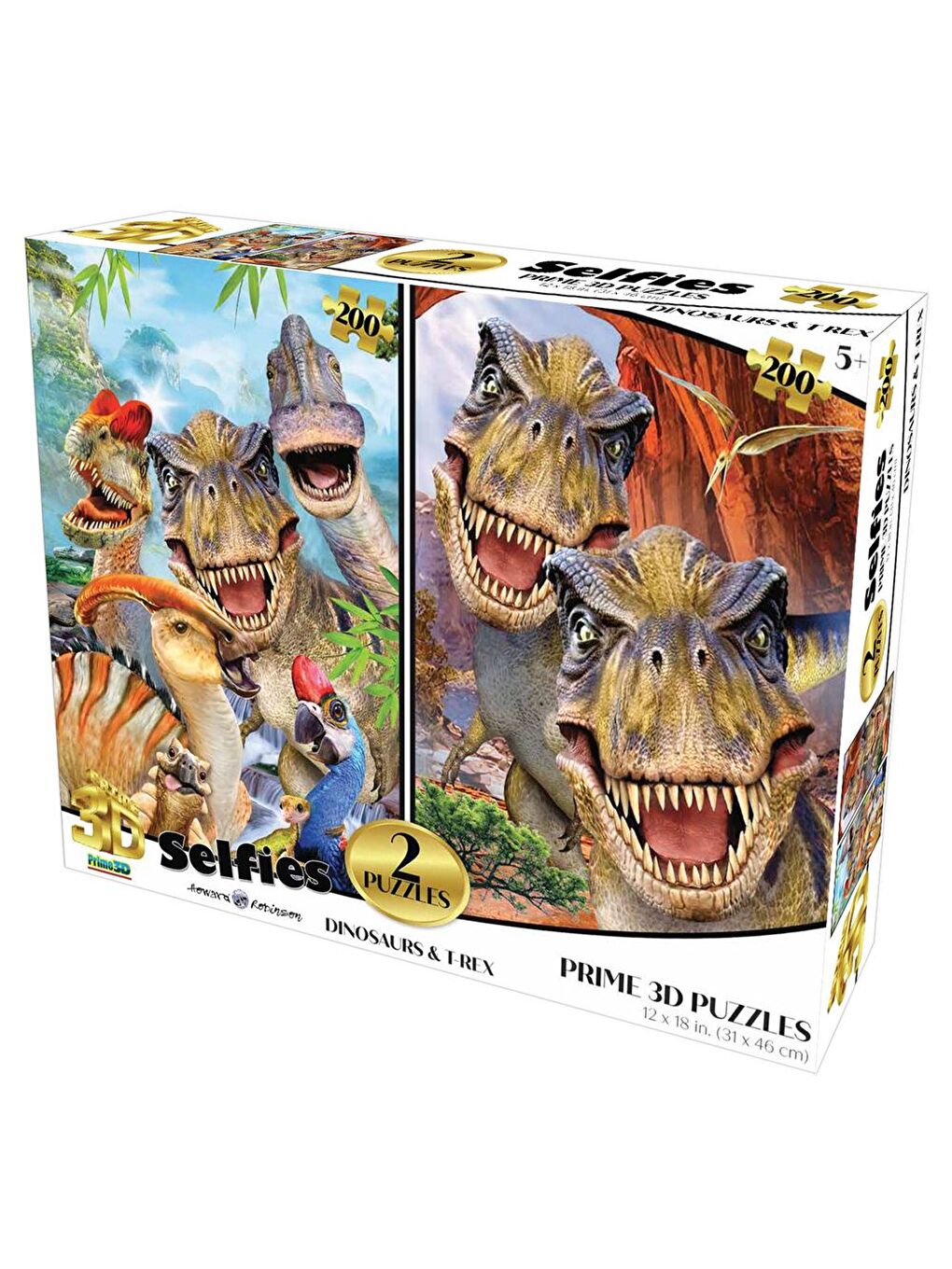 Dinozorlar ve T-Rex Selfie İkili Puzzle 200 Parça 10235