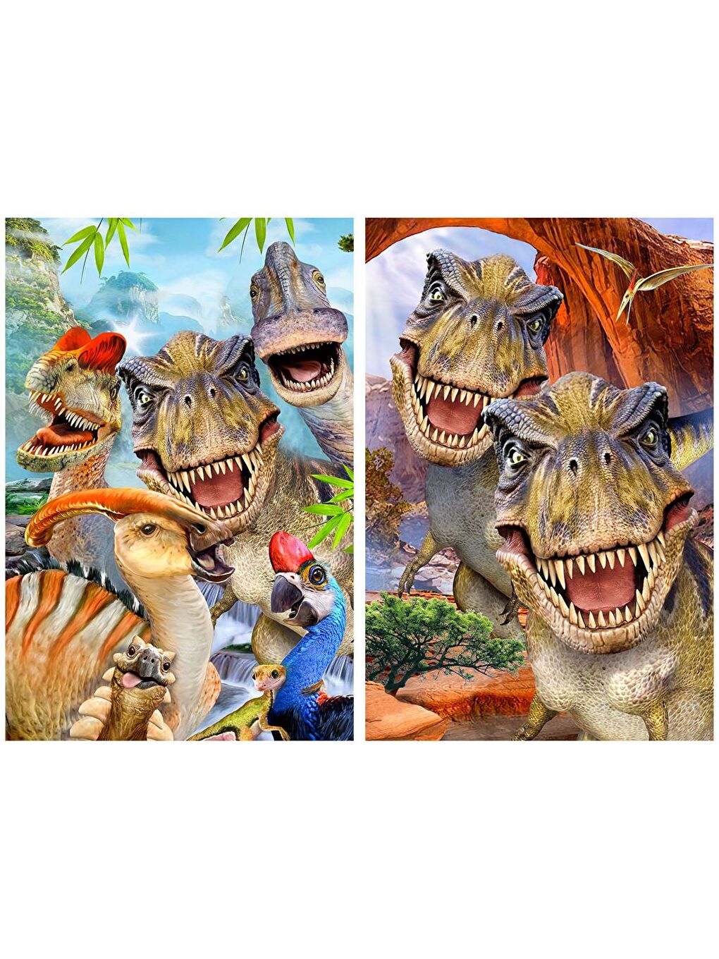 Dinozorlar ve T-Rex Selfie İkili Puzzle 200 Parça 10235-1