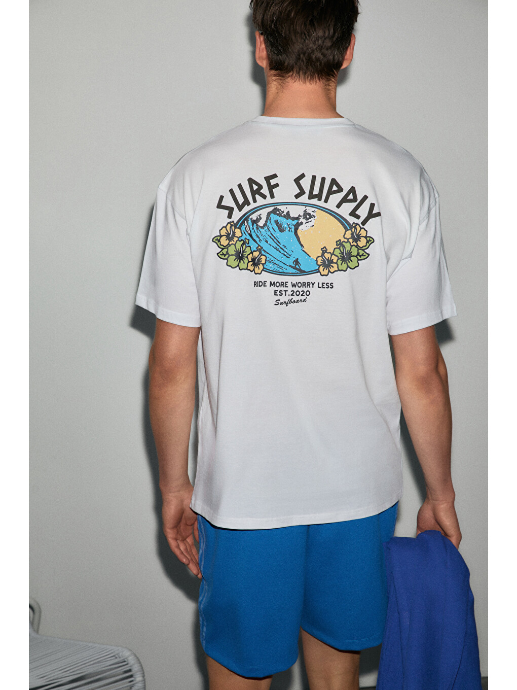 Beyaz FUENTES Erkek %100 Organik Pamuklu Yuvarlak Yakalı Baskı Detaylı BEYAZ T-Shirt-4
