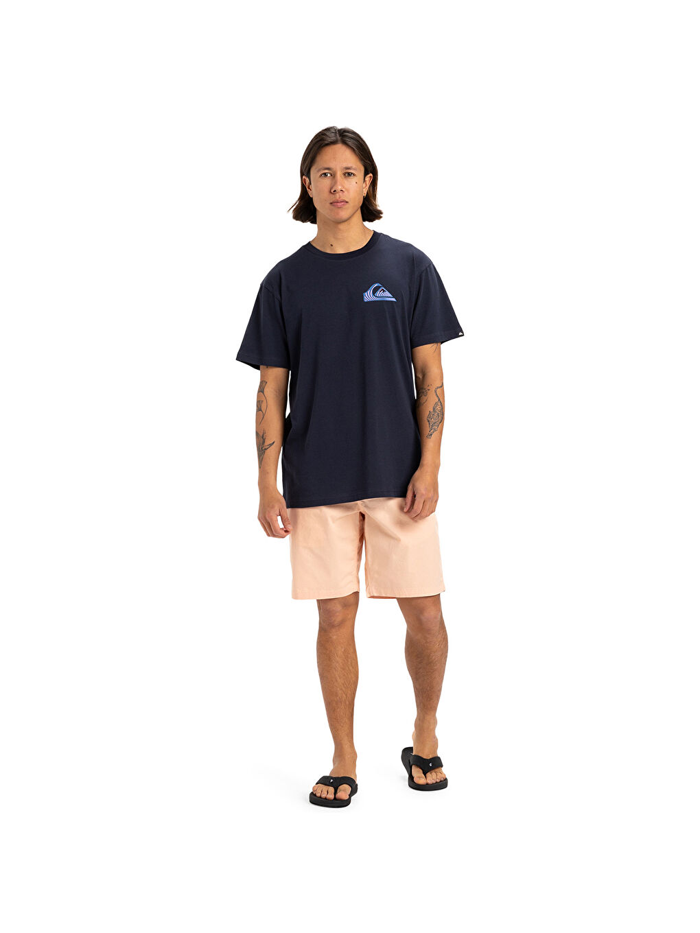 Window Pane Erkek Lacivert Yuvarlak Yaka Tişört-2