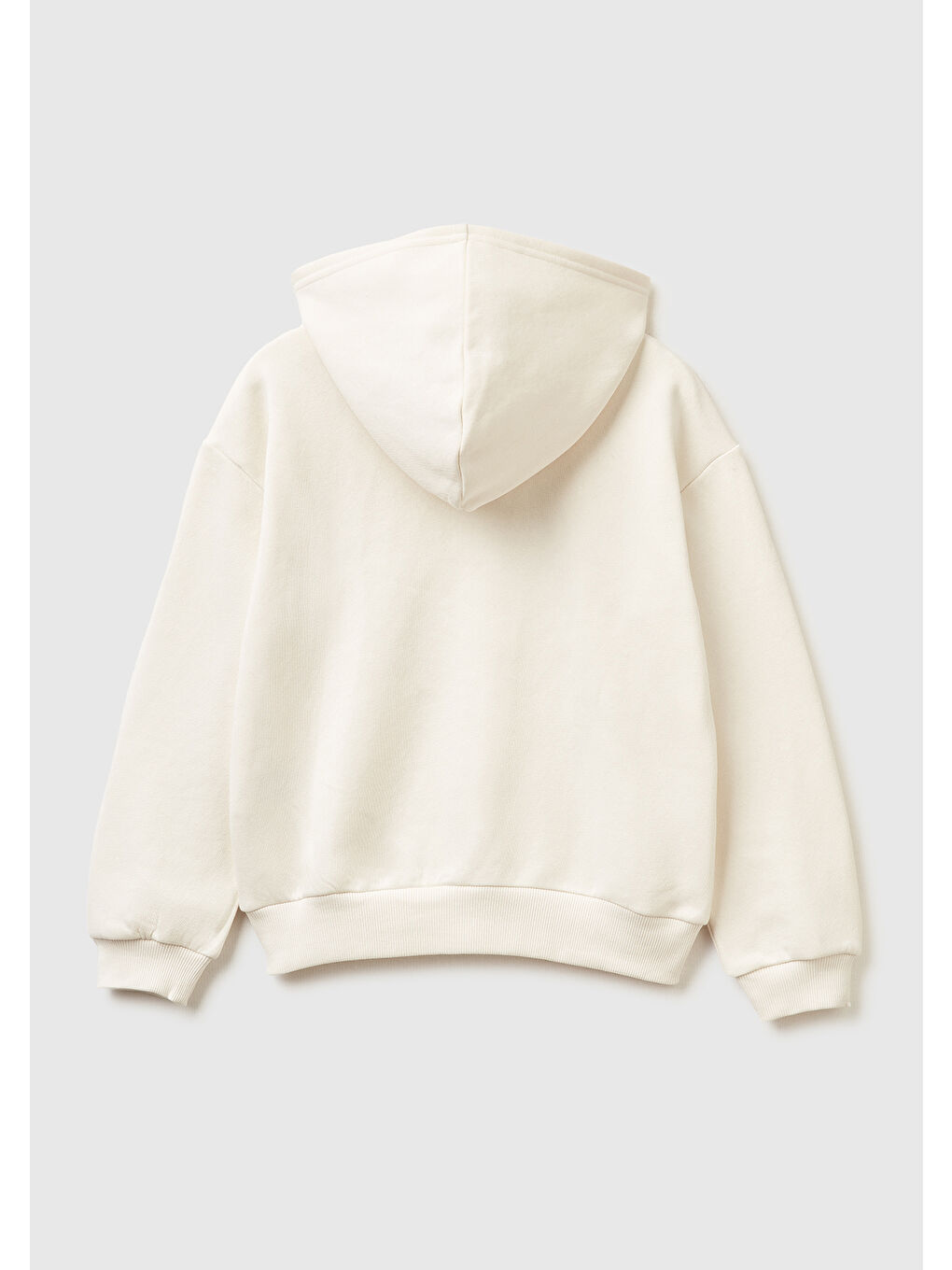 Kız Çocuk Ekru Önü Payetli Logolu Cepli Kapüşonlu Sweatshirt-1