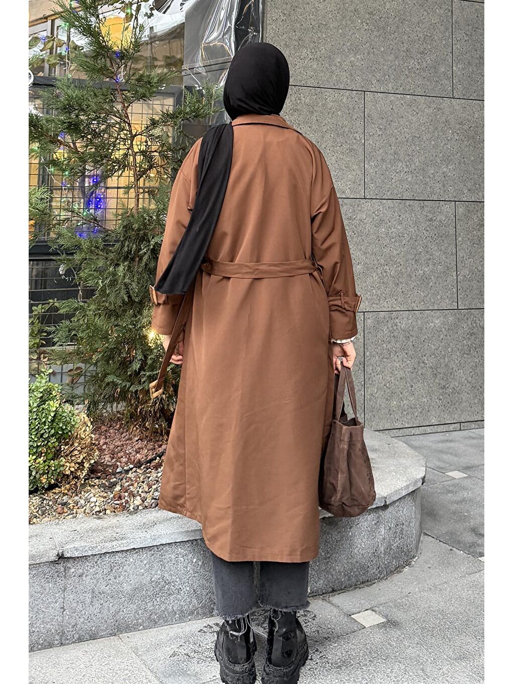 Kol Kemer Detaylı Trenç Acı Kahverengi-3