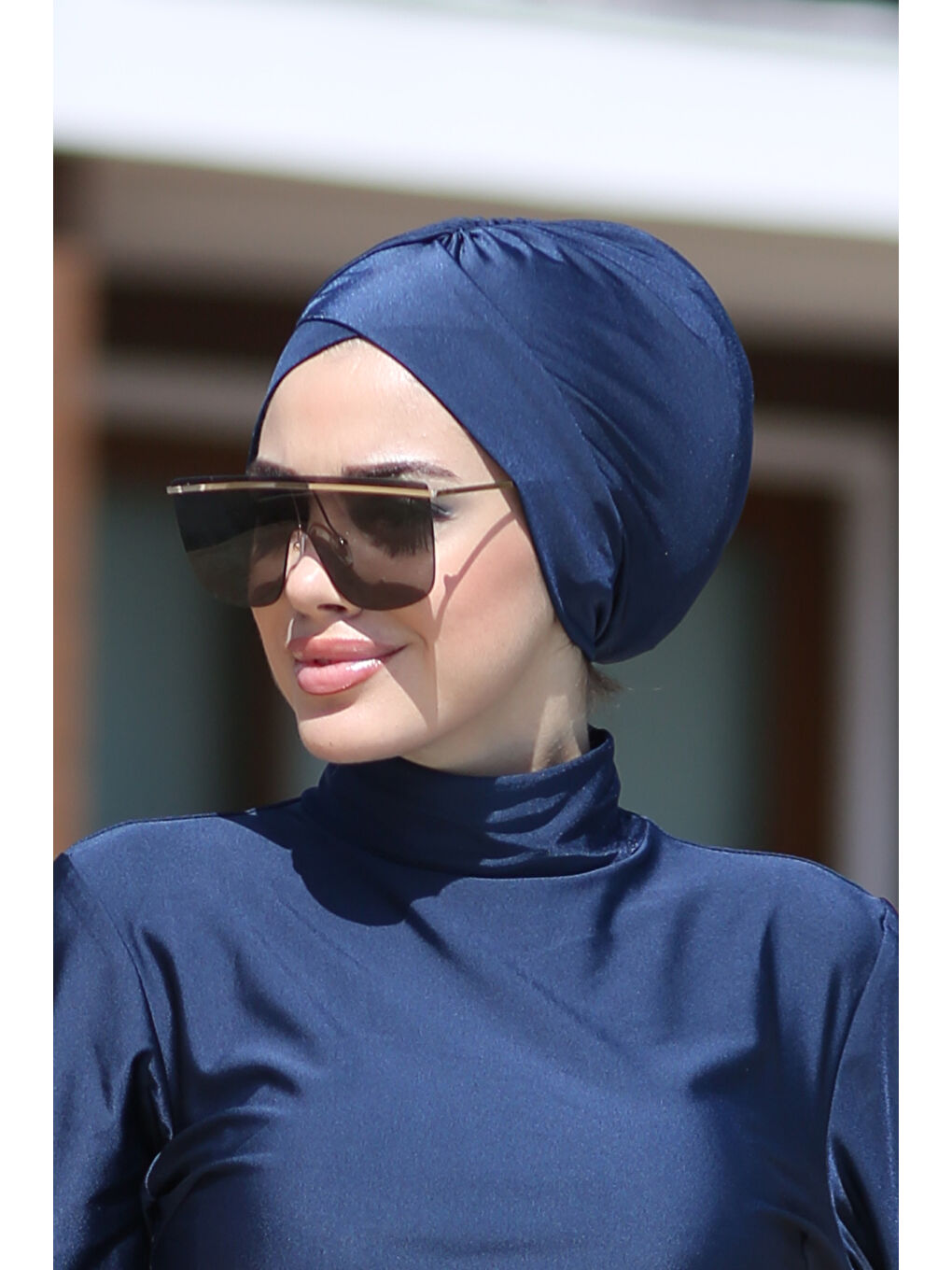 Çift Taraflı Çapraz ve Büzgü Deniz Bone Lacivert R-1009