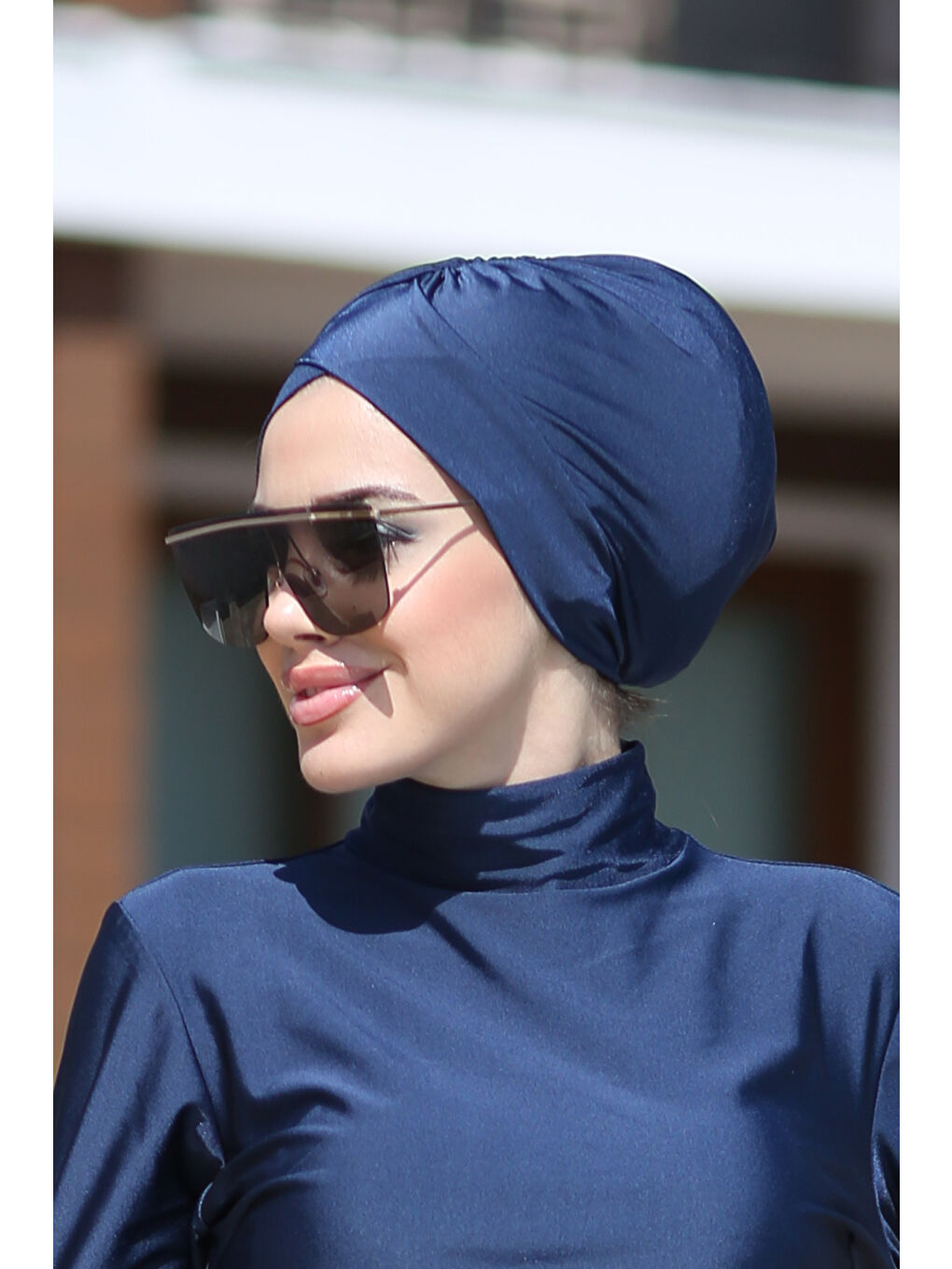 Çift Taraflı Çapraz ve Büzgü Deniz Bone Lacivert R-1009-2