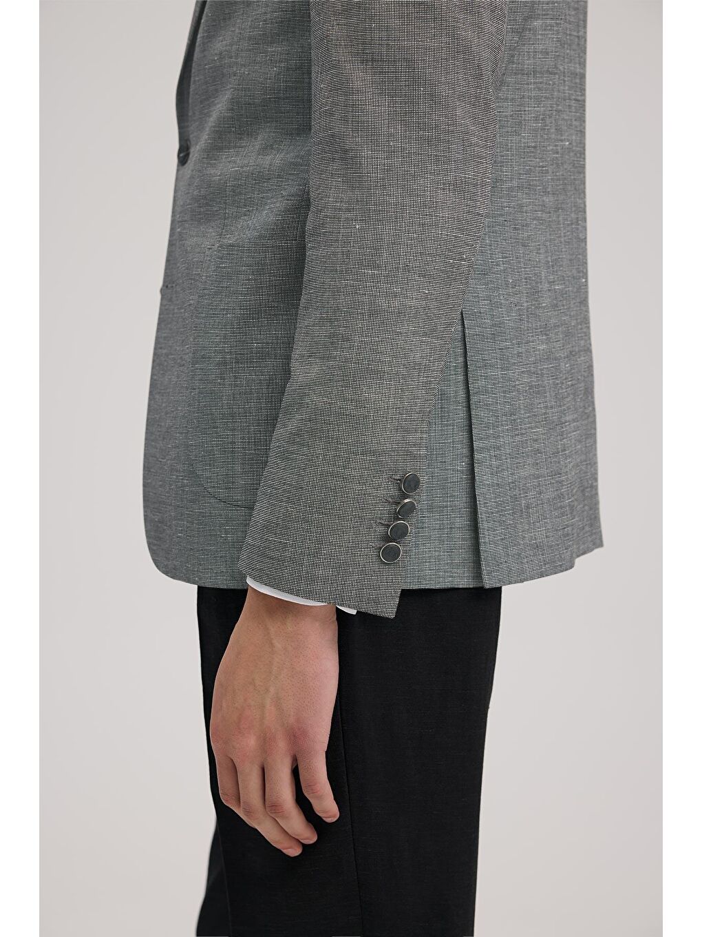 Siyah Slim Fit Mono Yaka Yelekli Kombinli Takım Elbise-4