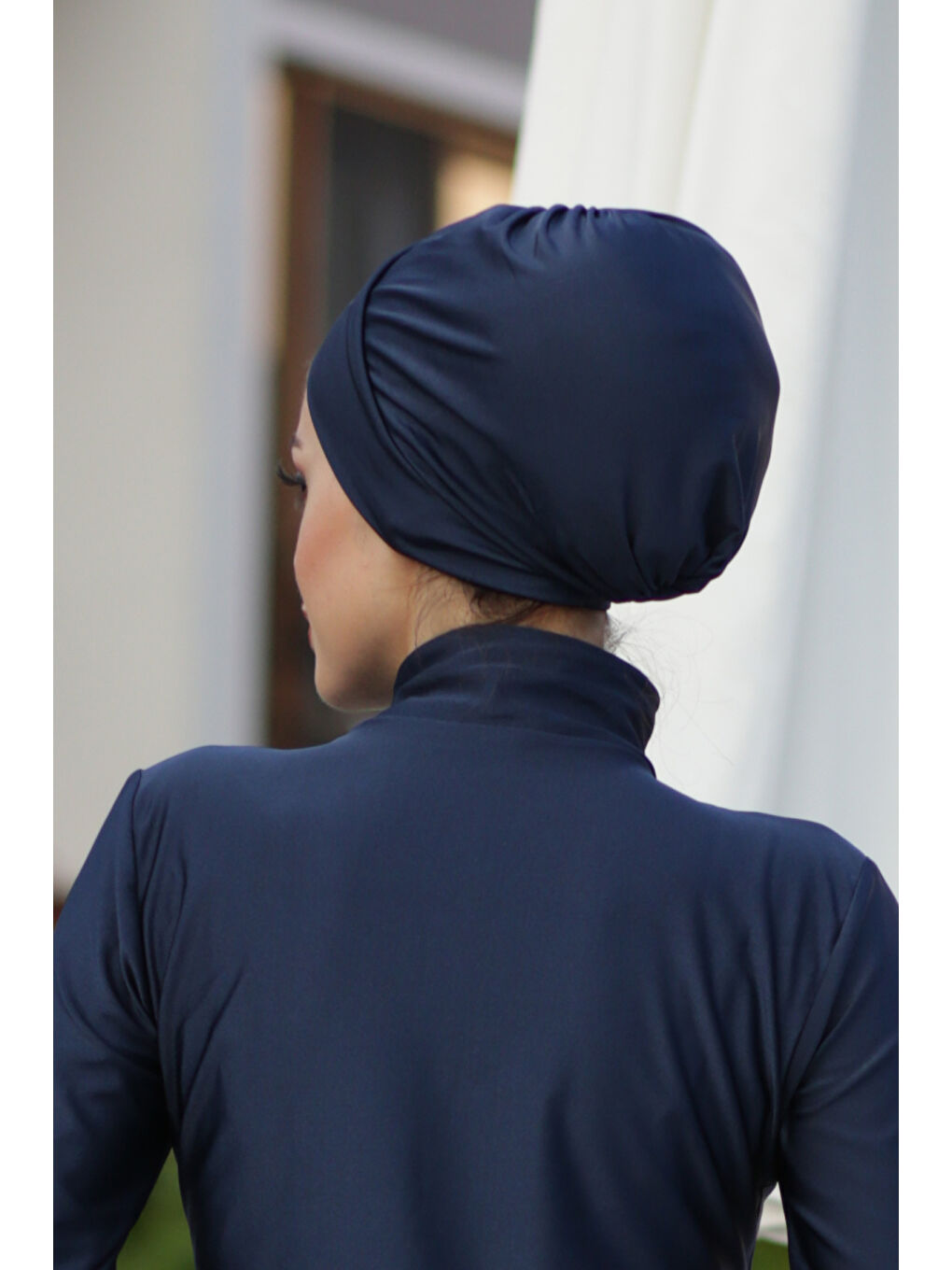 Çift Taraflı Çapraz ve Büzgü Deniz Bone Lacivert R-1009-3