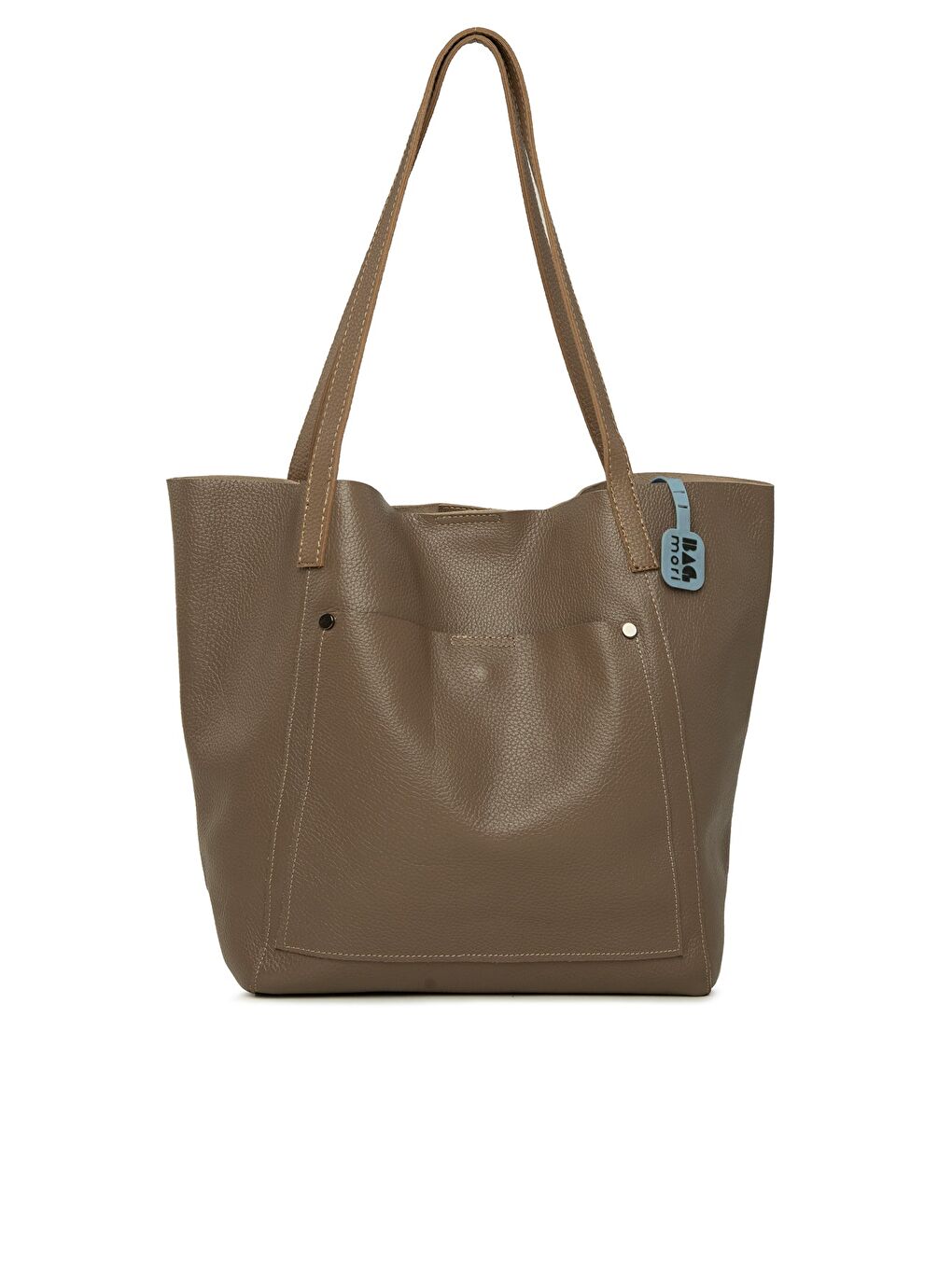 Bej Gerçek Deri Cepli Salaş Tote Çanta