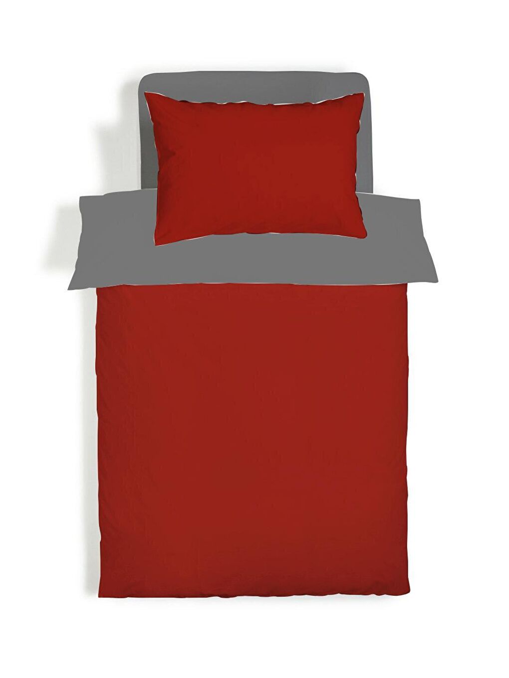 Karışık Çift Taraflı Düz Kırmızı Çarşafsız Takım Tek Kişilik Nevresim Takımı 160x220 Cm-1