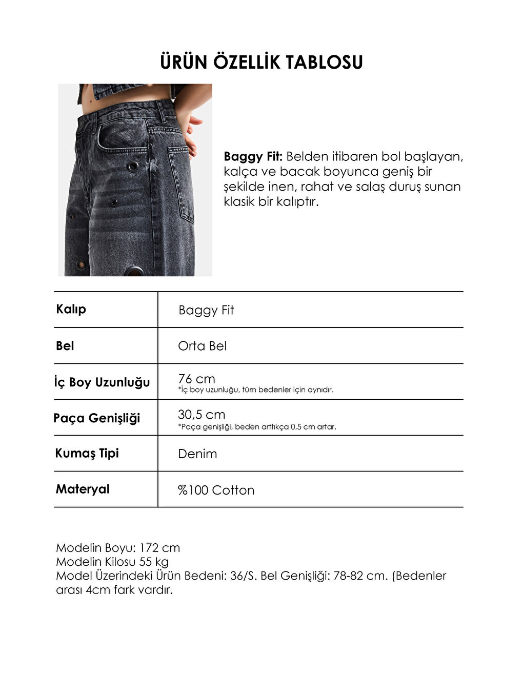 Gri Kadın Koyu Füme 2s6-1 Baggy Fit Kuş Gözü Tasarım Denim Jean-4